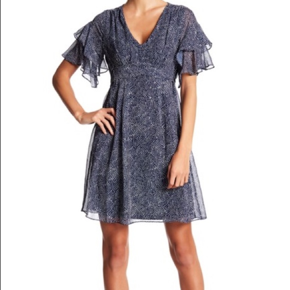 Betsey Johnson Tiered Flutter Sleeve Dress